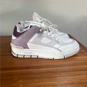 Axel Arigato Cream and Purple Sneakers